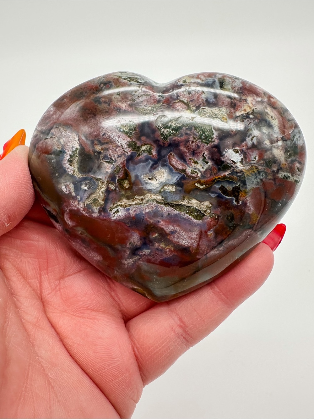 Polished Multicolor Ocean Jasper Heart - Decorative Accent